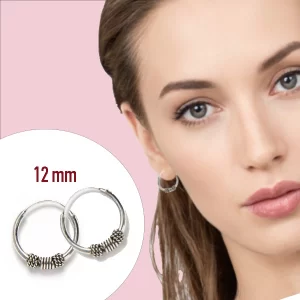 Aro pequeño Bali DHANAM 12mm Aro pequeño Bali DHANAM 12mm de plata de ley